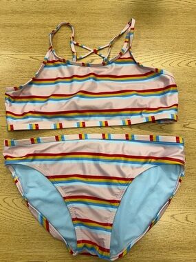 Thereabouts girls plus sized striped bikini bathing suit XXL
